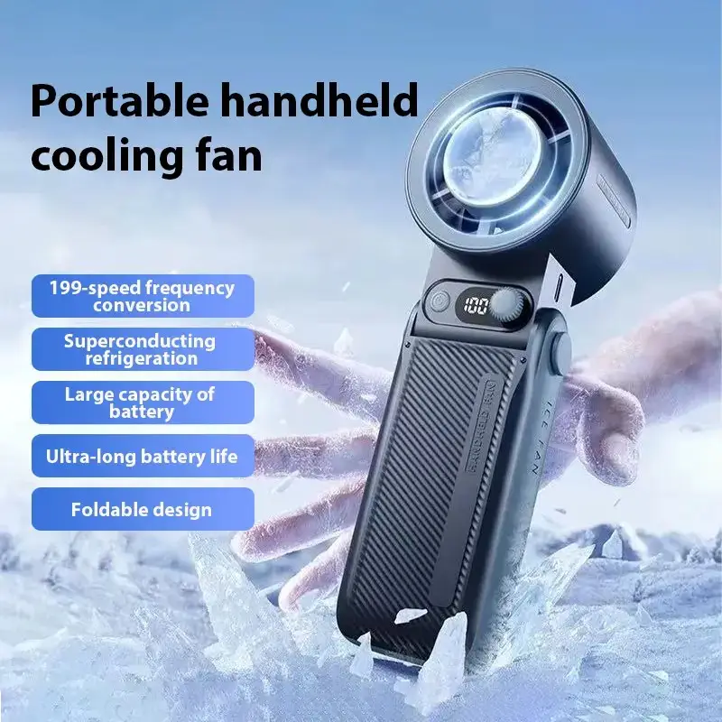 Handheld Portable Fan with Ice Cooler,Speed (1-199) 6000mAh Rechargeable Personal Fan,[20H Cooling Time] Super Mini Yet Powerful [20000 RPM] Small Poc