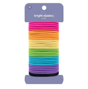 32 Count Ponytail Hair Ties  Bright 4mm Elastic Bands | Strong No-Slip Hair Elastics for All Hair Types, Everyday Styling & Sports Use