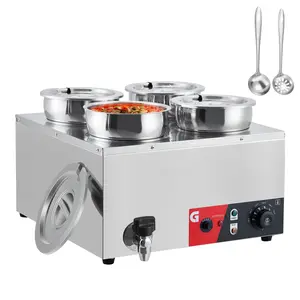 GARVEE Commercial Soup Warmers: Versatile Stainless Steel Buffet Bain Maries with Adjustable Temperatures (86-185℉), Anti-Dry Burn Feature, and Reset Button, Available in Various Capacities for Restaurants.