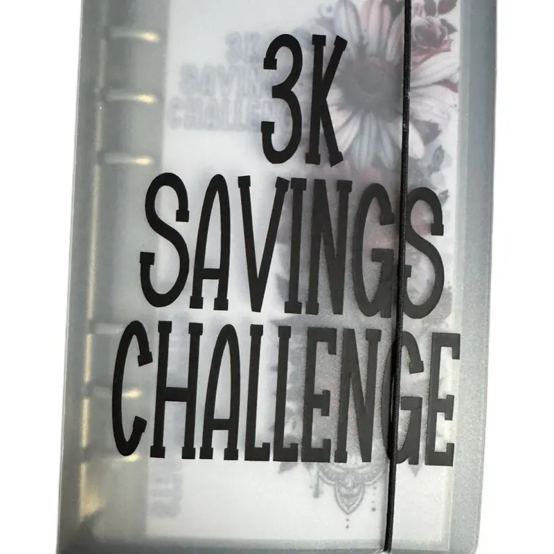 Goth Floral 3k Savings Challenge A6 Binder with 12 Week Inserts, Fine Tip Black Permanent Marker, Laminated Custom Handmade Envelopes