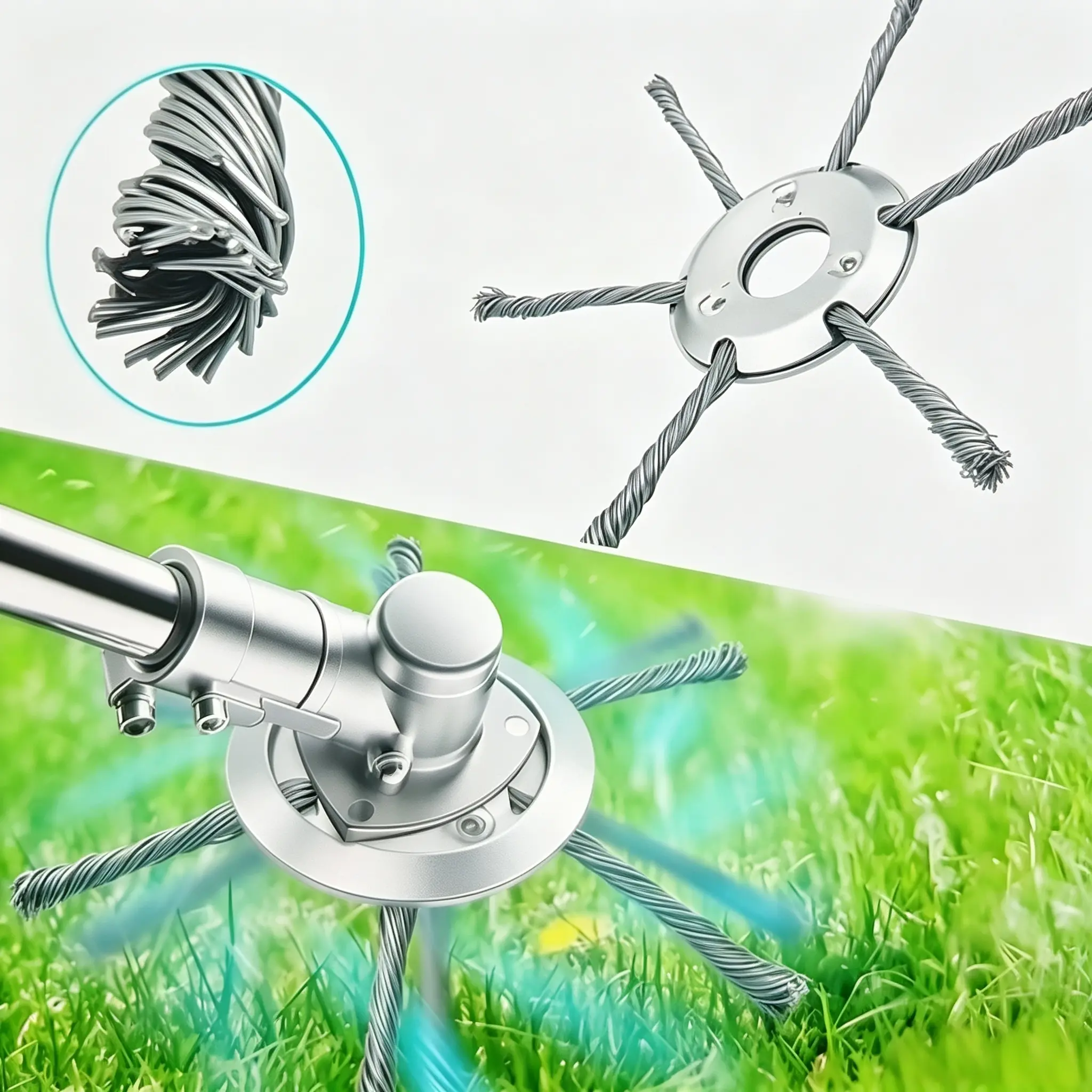 9 inch Steel Wire Brush Cutter Trimmer Head, Weed Wacker Attachments Heads,Wired Trimmer Head Replacement for Electric Battery Powered Cordless String Trimmer, Weed Eater,