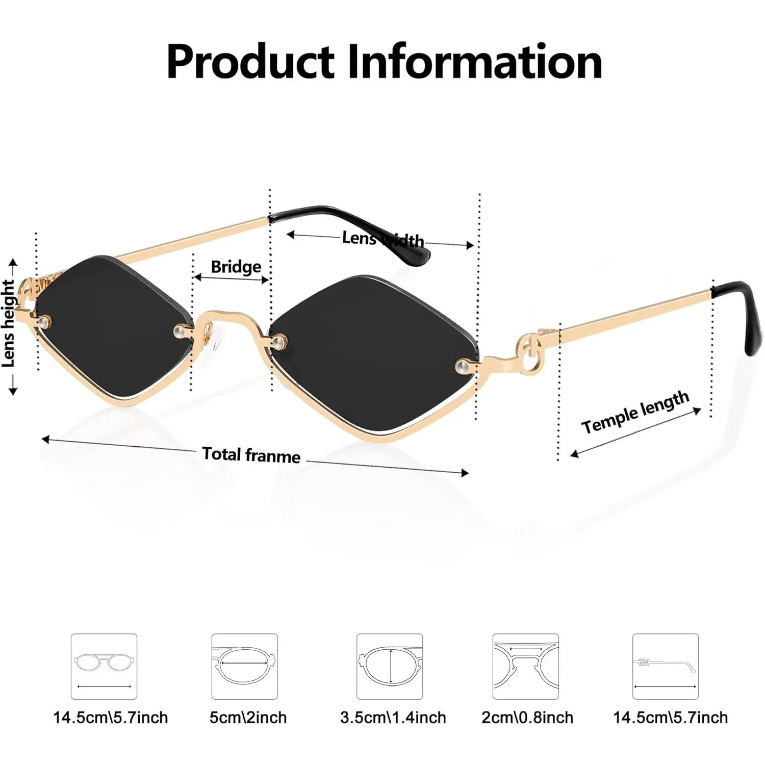 Retro Y2K Semi-Rimless Sunglasses UV400 Protection Narrow Gold Sunnies Stylish Vintage Rimless Rimless Sunglasses Mens For... From  main image 3