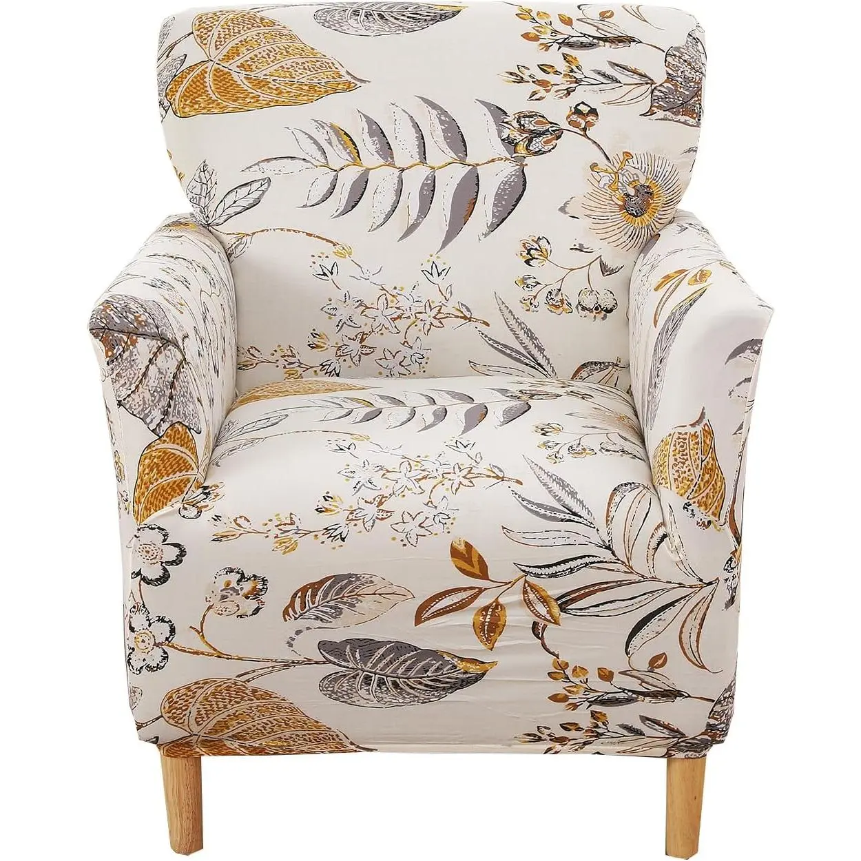 CRFATOP Stretch 1 Piece Chair Covers with Arms Printed Accent Chair Cover Armchair Flower Soft Banquet Armchair Covers Washable Chair Slipcovers for Living Room Office Reception Reading Sofa,02