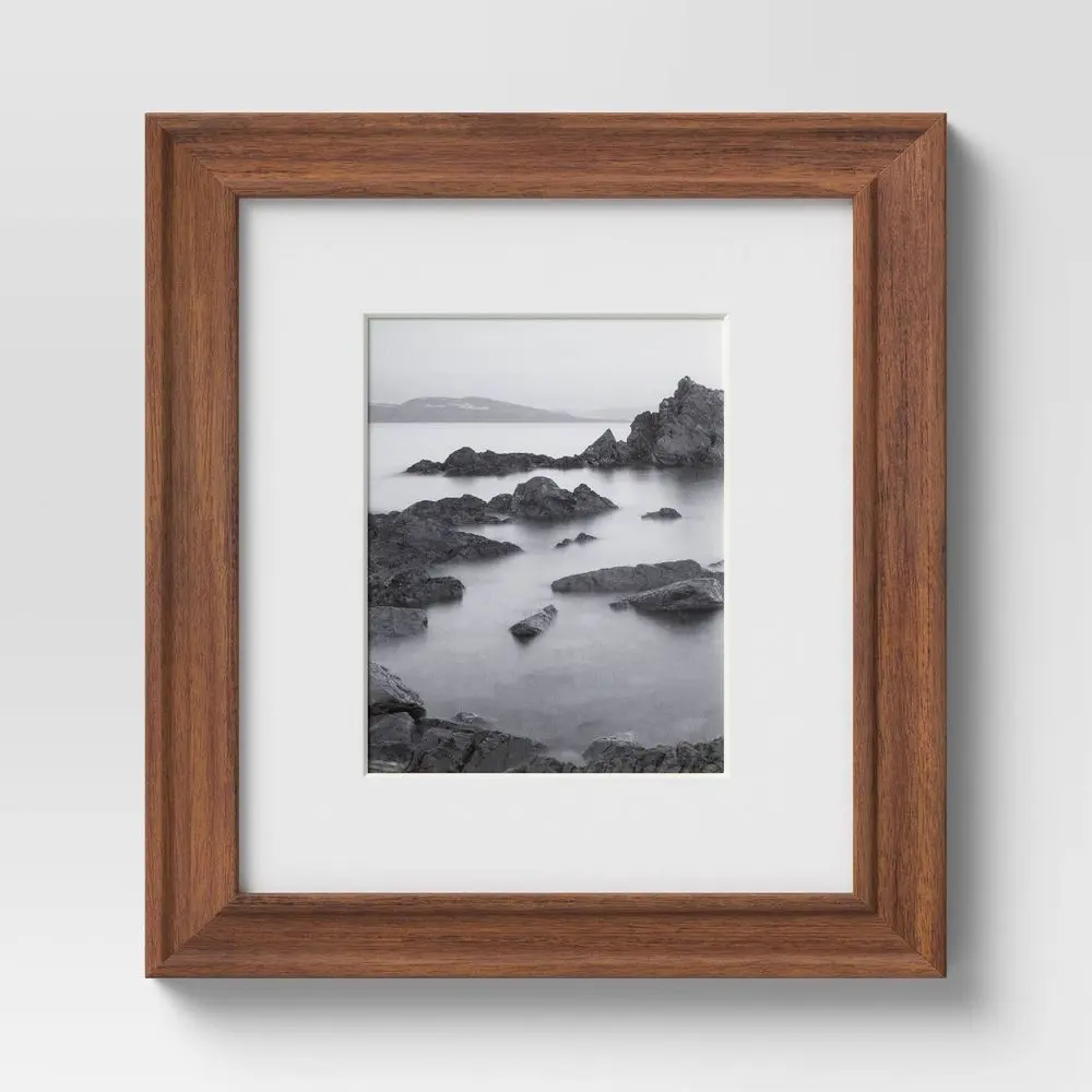 16" x 20" Matted to 11" x 14" Wood Wall Frame Midtone Woodgrain - Threshold