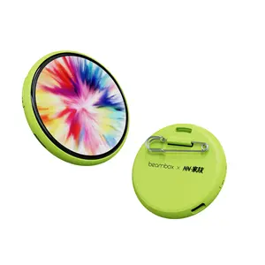 BT badge,color nameplate,round photo frame,Color electronic badge beambox Nano ebadge 1.85inch smart badge pin,video gif photo，