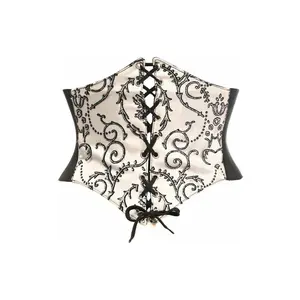 Lavish Ivory Embroidered Corset Belt Cincher