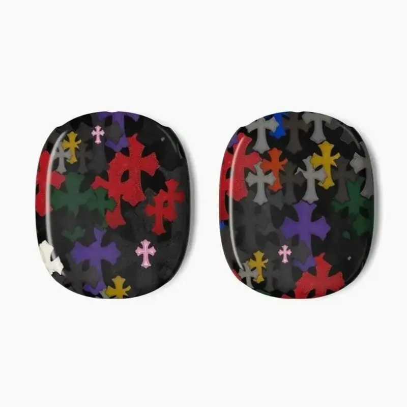 New Gothic Cross Protective Case & Over-Ear Headset Ear Cup Covers for AirPods Max - Black Luxury Punk-Style Headphone Accessories with Protection, Colorful Accents