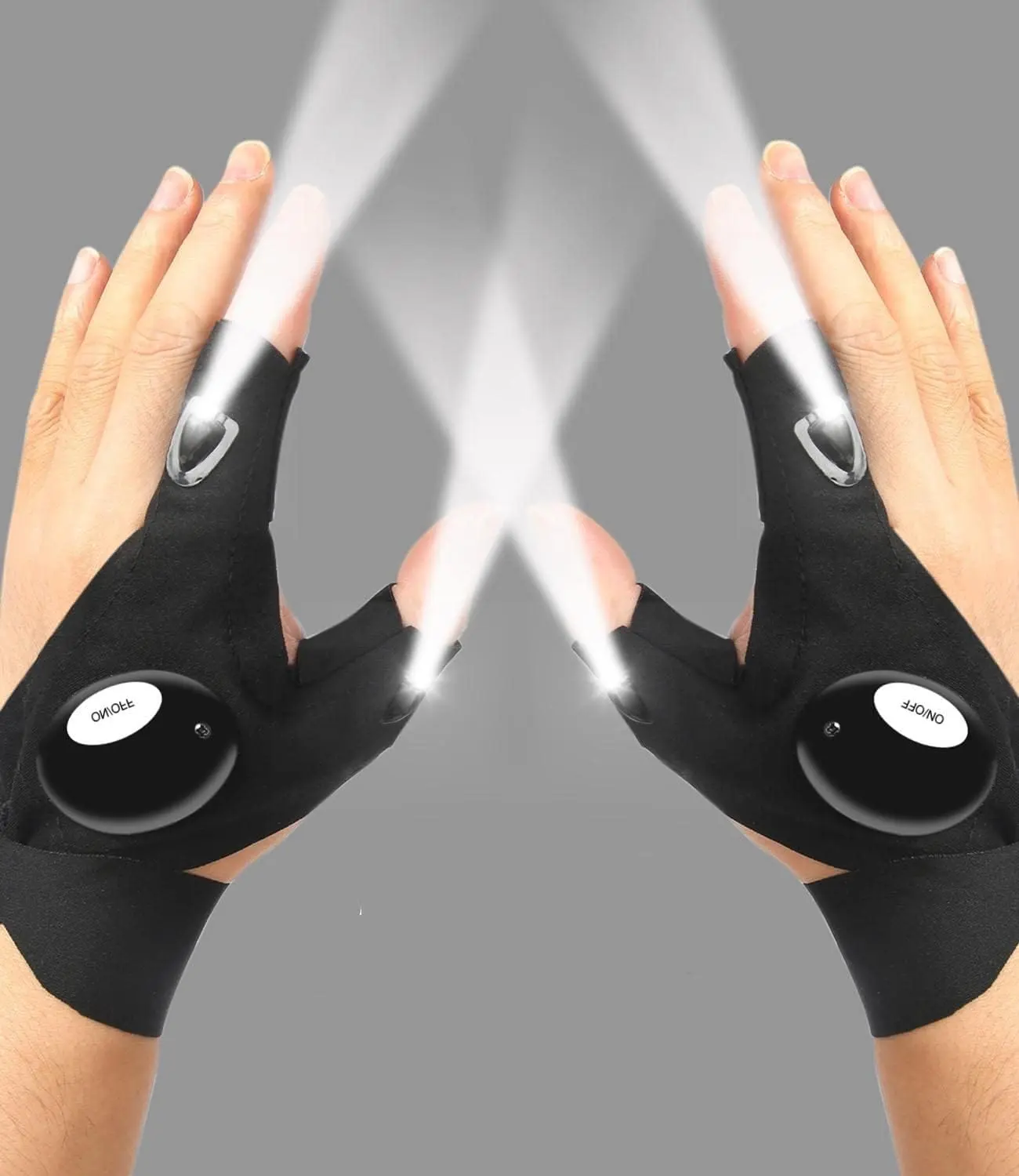 Fingerless LED Flashlight Gloves - Hands-Free Illumination Gadget, Cute Unique Gift for Men, Ideal for Fishing, Camping Repairs, Led Lights, Adults, Batteries, Mainland China