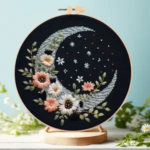 Bee & Flower Pattern Hand Embroidery Kit, 1 Set DIY Embroidery Kit with English Teaching Paper, Cross Stitch Kit for Beginners, DIY Embroidery Supplies, Crafts, Embroidery Design