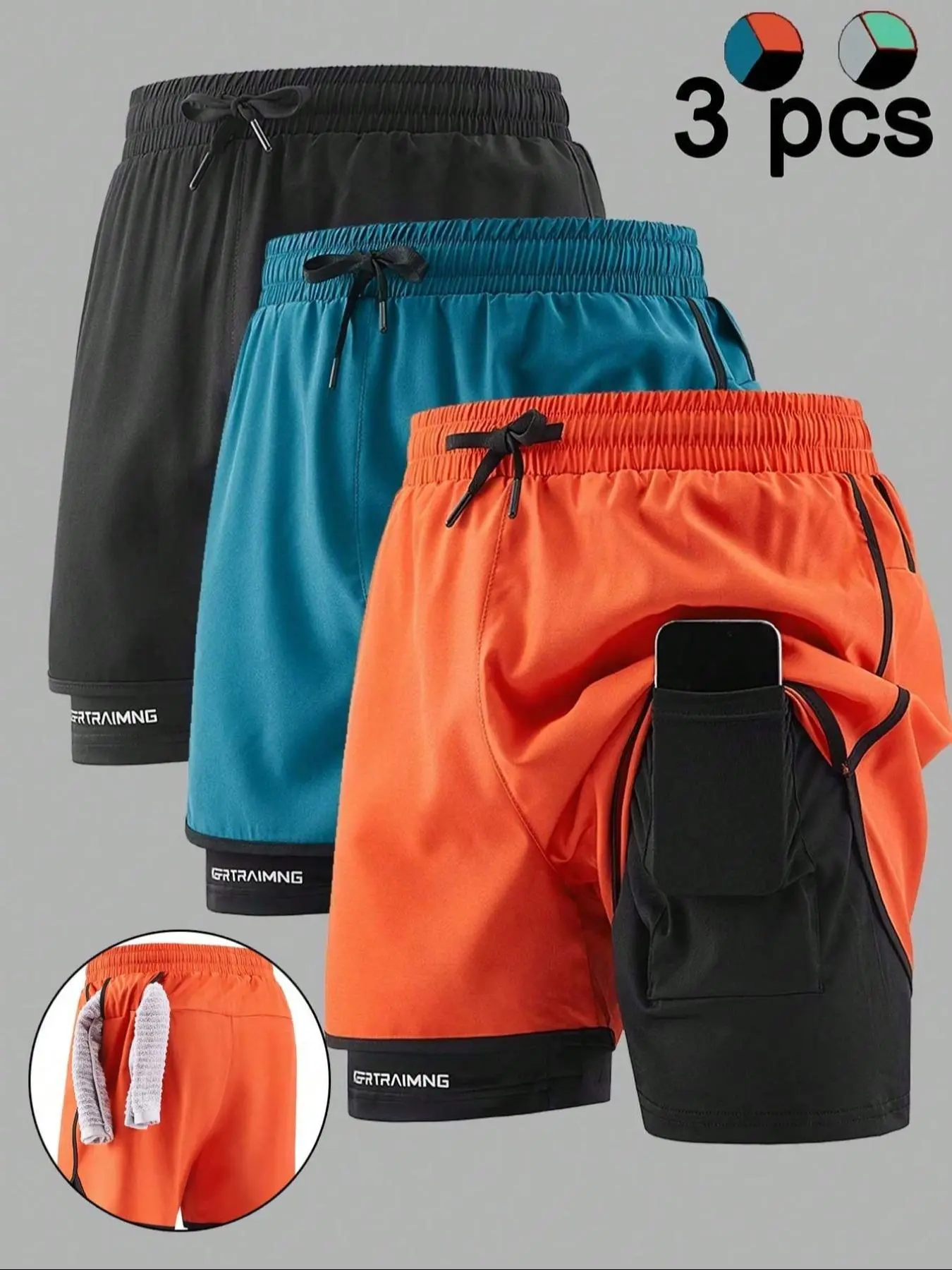 Men's Sporty Athletic Running Shorts for Summer, Dual-Layer Lining, Pocket Design, Elastic Waistband, Ideal for Fitness & Marathon Training, Loose Sporty Shorts