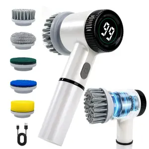 Electric Spin Scrubber for Bathroom & Kitchen Cordless Shower Cleaning Brush with 5 Interchangeable Heads Adjustable Speeds Long Battery Life IPX7 Waterproof Design