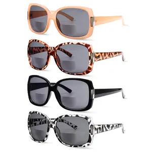 ZOELEAD Women's Bifocal Plastic Non-Prescription Sunglasses, 4-Pack Fashion Oversized Sun Readers, UV400 Protection, +2.0 Strength for Outdoor Reading, Plastic Non-Prescription Glasses