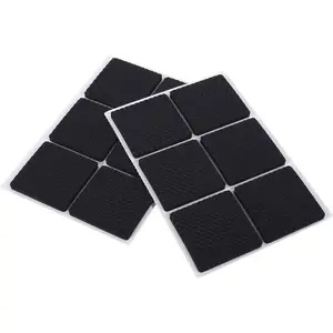 Non-Slip Rubber Furniture Pads, 12Pcs Wood Floor Protector Pad Table Chair Leg Floor Protectors Square Rubber Feet Self-Adhesive Protector Set(Black)