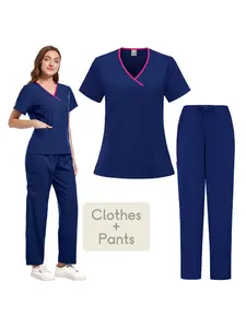 Anti-wrinkle and Wear-resistant Doctor’s Practical Work Clothes Doctor Short-sleeved Trousers Suit Hospital Uniform Thin Short-sleeved Laboratory Uniform Pet Hospital Staff Suit Oral Clinic Uniform