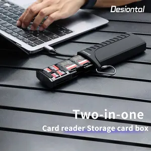 Desiontal Dk10 Card Reader Lightweight Pocket Design, Multi-Type Compatible, Can Be Used as Storage Box for Easy Portability, USB Ports, Dual Usb Input