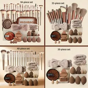 Facial Makeup Tool Set, Portable Travel Makeup Storage Bag, Mixed Brushes and Cleaning Kit, Daily Use, Professional Makeup Tools, Eyeshadow Brush Powder Brush Combo