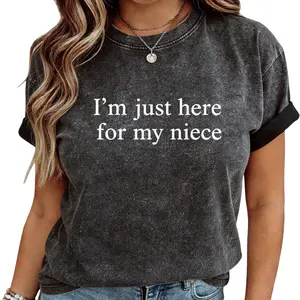 Vintage Washed Look Shirt – Loving Aunt & Uncle Tee with 'I'm Just Here For My Niece' Typewriter Graphic