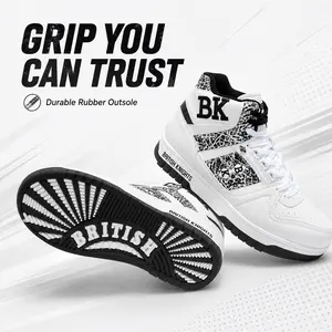 British Knights Versatile Black White High Top Sneakers for Men Casual Shoes for Work & Play Men's Summer Breathable Retro Shoes for Outdoor Fun Summer Vibes  All Season Wear  Memorial Day Weekend Casual Non-Slip