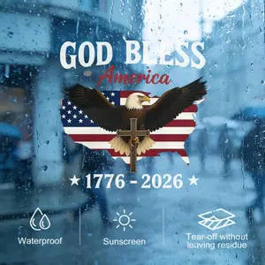 USA 250th Anniversary Car Decal 1776-2026, Patriotic Bald Eagle Cross & American Flag Sticker, Waterproof Vinyl Window Decal for Truck, RV, Car & Laptop, 3 Sizes 6/8/12 Inch, America 250 Sestercentennial Veteran Gift, Faith & Freedom Decor
