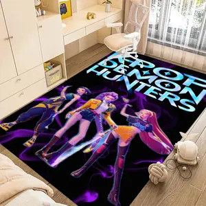 KPop Demon Hunters 91 cartoon printed carpet, home living room, bedroom, office chair under carpet, holiday gift for family and friends, Christmas decoration carpet, Print Rug, Modern Area Rug