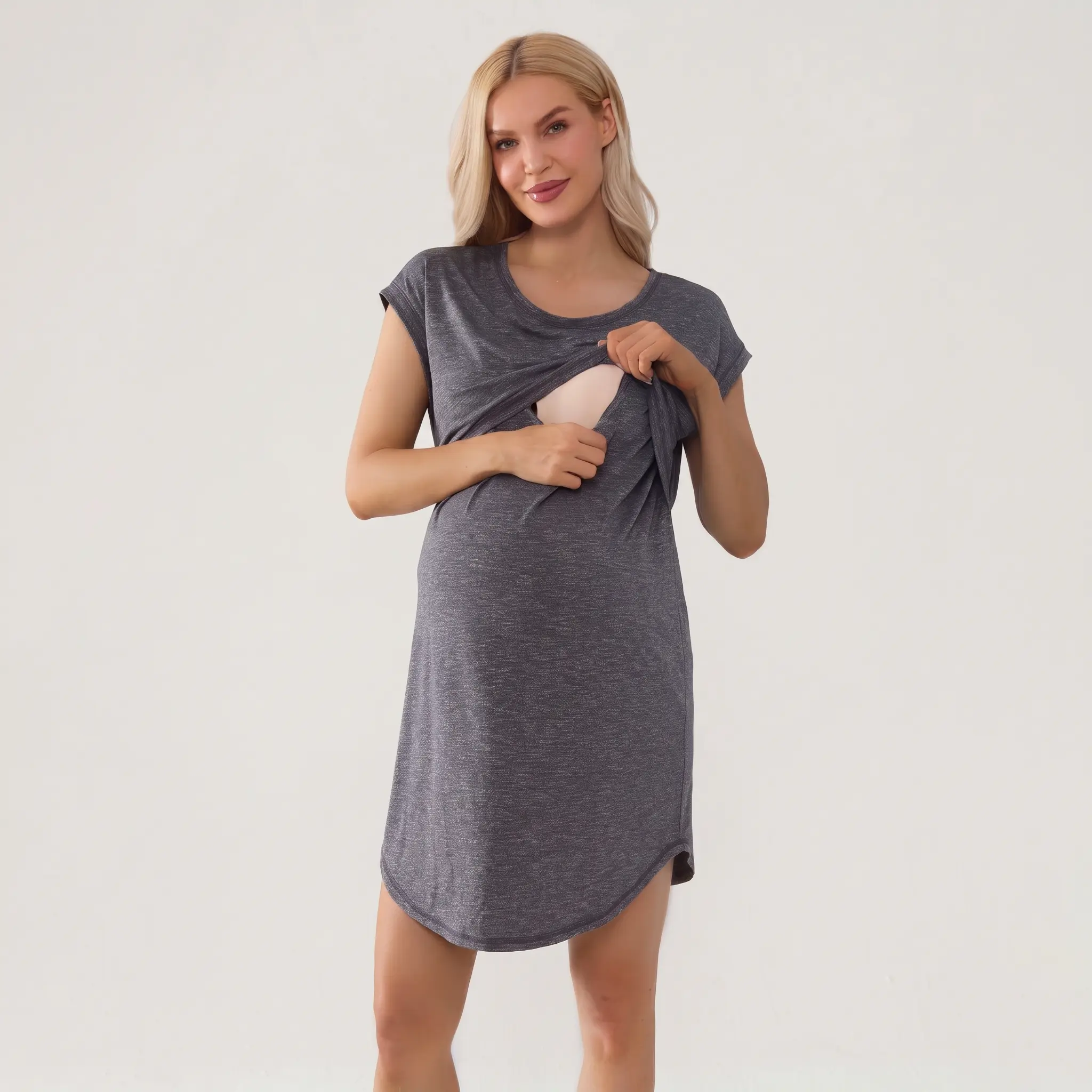 Giftifymama Comfy Lounge Nursing Dress With Lift-up nursing opening, Easy nursing Soft fabrics Beyond nursing