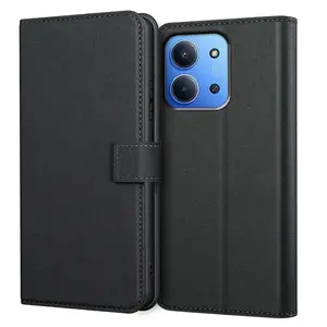 For Xiaomi Redmi 15C 4G / 5G Case With Kickstand PU Leather Card Slot Black Wallet Flip Protective Phone Case Cover