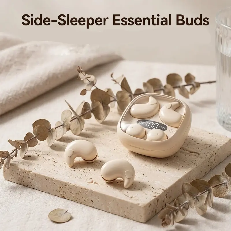 Side Sleeper Sleep Earbuds, 100HR Playtime Wireless Invisible TWS Headphones, Ultra-Comfortable Mini Bluetooth Earphones with Dual-Fit Design, Smart LED Display Charging Case for Sleeping, Work, Travel