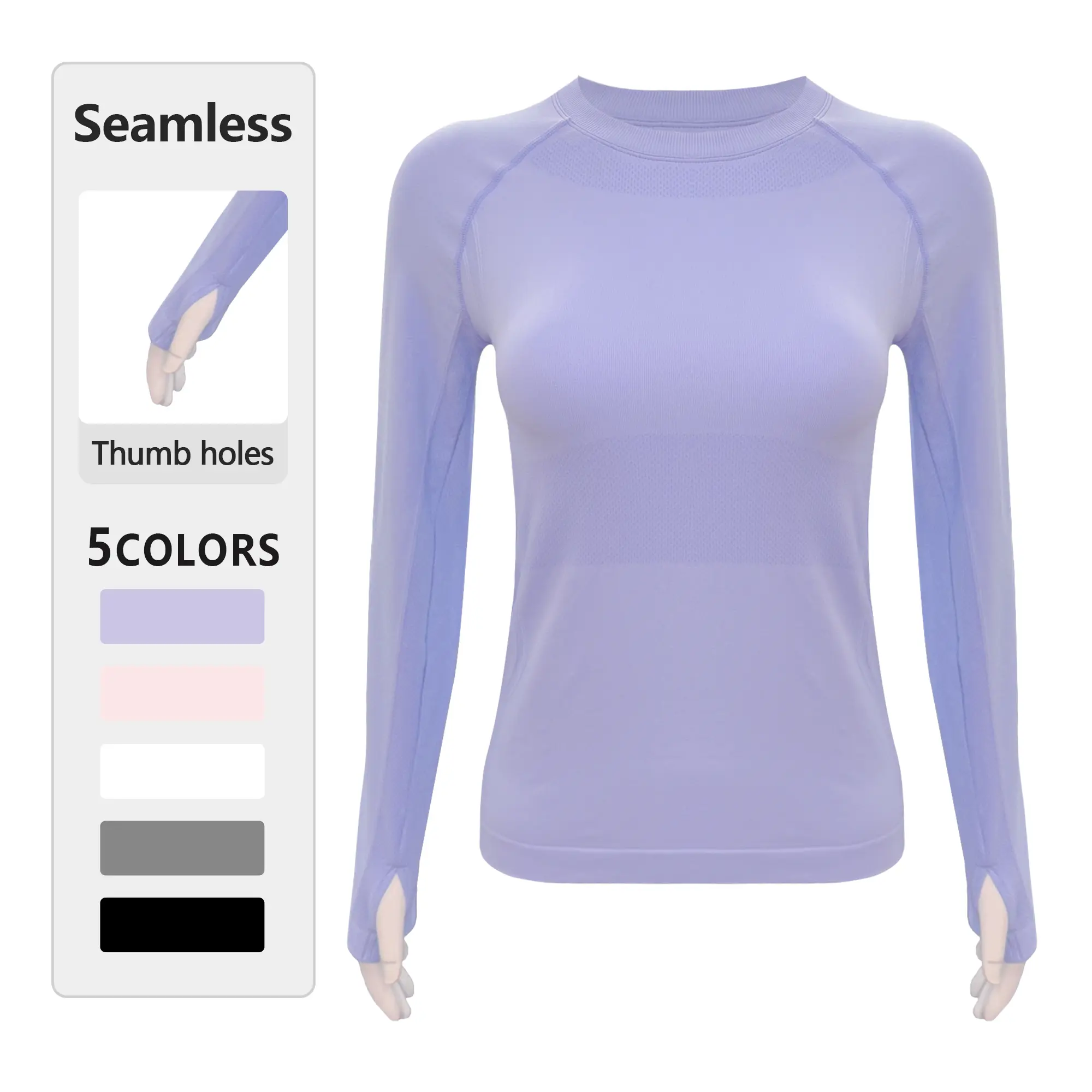 【Discount for live stream】Women's 73D Seamless Long-Sleeved Yoga Compression Shirt with Thumb Holes, High-End Form-Fitting Sporty Sports Top for Professional Running, Gym Workouts, Spring & Autumn Activewear, Sporty Sports Tops,summerwins