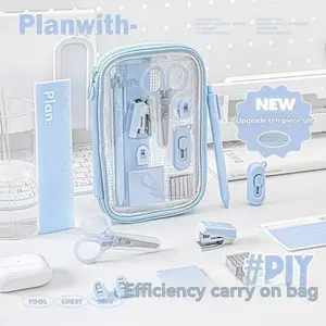 Portable Efficiency Small Bag Large Capacity Multifunctional 10-Piece Student Stationery Set, Essential School Supplies Organizer, Student Essentials