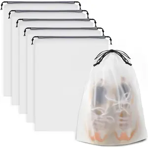 Clear Shoe Bags for Travel 5 PCS 15.7" x 11.8" Unisex Waterproof Drawstring Storage Bags for Men Women Sneakers Clothes Gym Laundry Essential