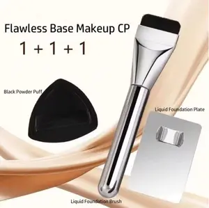 3/4PCS Stainless Steel Makeup Tool Kits With Powder Puff Spatula Ring Mixing Plate Mixing Spatula Rod Beauty Cosmetic Brush Set