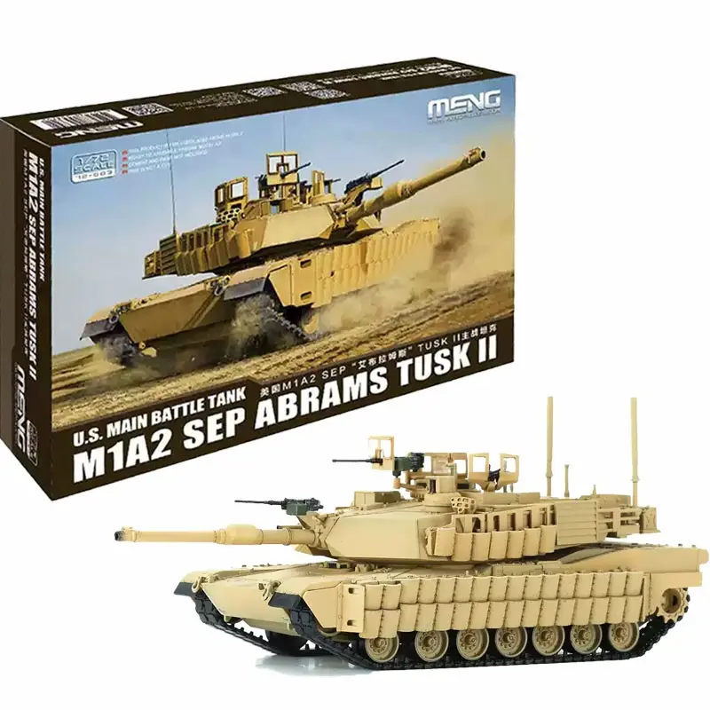 Meng 72-003 1/72 U.s. Main Battle Tank M1a2 Sep Abrams Tusk Ii Model Kit, Military Models, DIY Collectible Model, Assembly Required, Ideal for Collectors