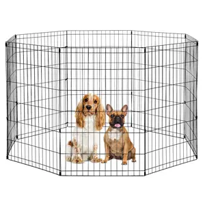 Pet Playpens for Dogs, Foldable Metal Wire Pet Fence Barrier, 8 Panels 24/30/36/42/48(H) Inches High with Door Exercise Pet Dog Pen, Indoor Outdoor Dog Gate for Large, Medium and Small Pets