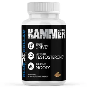 Blue Collar Nutrition Hammer - Tongkat Ali, Tribulus, Maca - 60 Tablets - Increase Stamina and Enhance Overall Performance