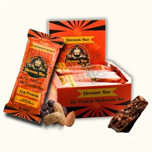 Shroom Bar Mushroom Protein Bar Pack of 8 with 2000 mg Mushroom Blend 4 Adaptogenic Mushrooms 12 g Protein Made in the USA for Energy Focus and Less Stress