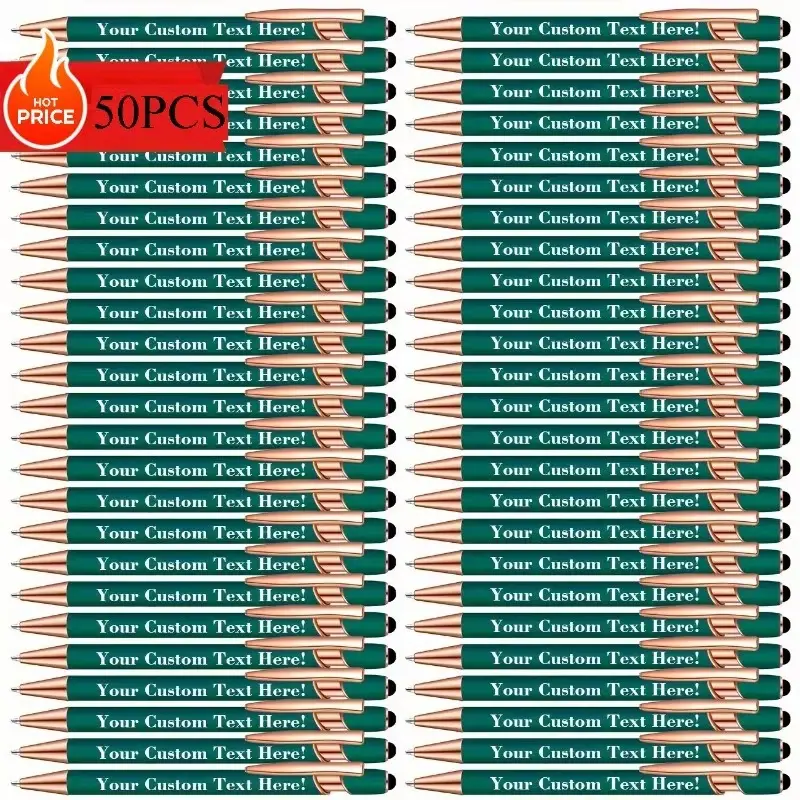 50-Pack Personalized Engraved Metal Ballpoint Pens - Fine Point, Custom Name & Text - Ideal for Office, School Use & Party Favors