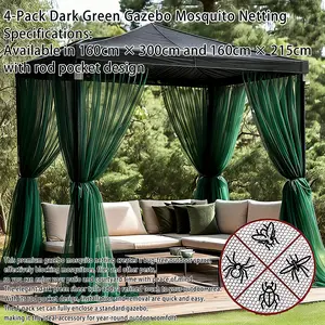4-Piece Outdoor Patio Gazebo Mosquito Netting, Solid Color Mesh Screen, Breathable Polyester Fabric, Ideal for Garden & Backyard Use