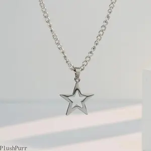 Titanium Star Necklace for Y2K Style, Durable and Lightweight with Unique Star Pendant for Trendy Fashion Looks Minimalist Chain, Chain & Link