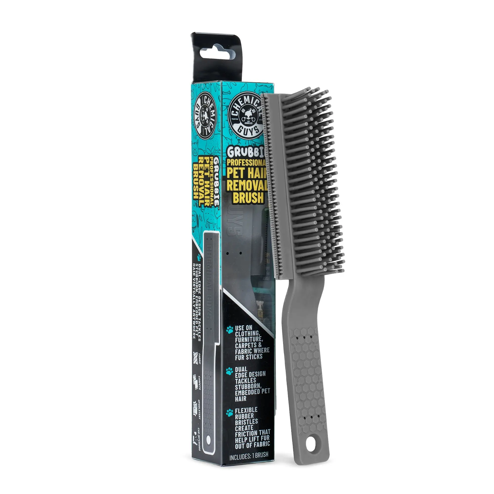 Chemical Guys Professional Rubber Pet Hair Removal Brush - Durable Rubber Bristles, Static Hair Lift for Car Upholstery/Carpets, Easy Cleanup, Grooming Tool for Car Accessories, Cars Accessories