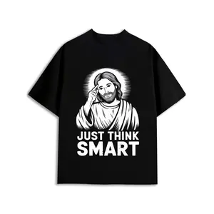 Think Smart Jesus T-Shirt mens Christianity graphic t shirts black 180G 100% Cotton Comfortable loose and fashionable T-shirt Unique designs, summer prints religious gifts expressing faith perfect choice for daily wear