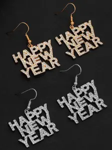 「New Year Full Drill Happy New Year Letter Earrings for Women, Fashion Sparkling Trendy Party Jewelry, New Year Gift Ideas🎁」