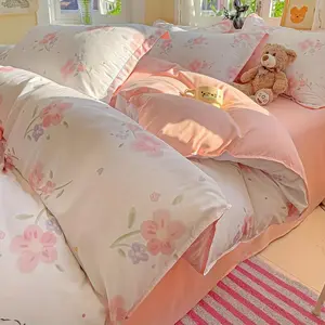 Floral Print Bedding Set, 1 Count Bedspread & 1/2 Counts Pillowcase without Filler, Soft Comfortable Bedding Set for Home Bedroom, Decorative Bedsheet Sets