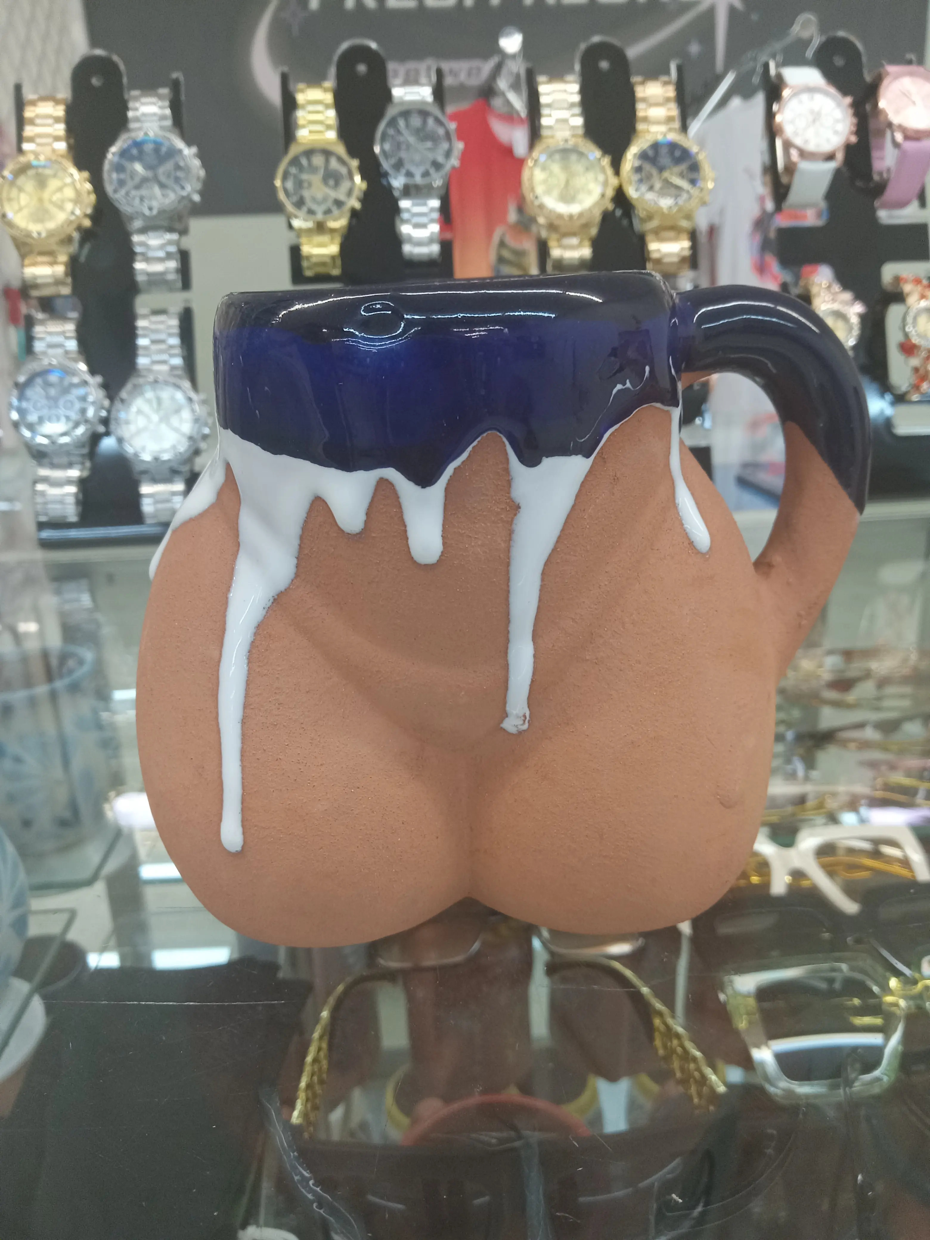 Artisan Quality Rustic Southwestern Ceramic Drip Mug with Handle - Glossy, Sculpted Reusable Kitchenware Drinkware Must-Haves for Art Enthusiasts' Daily Use, Aesthetic Coffee Cups