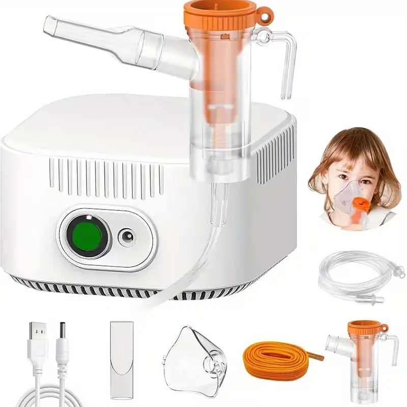 Nebulizer Compressor Kit for High Efficiency Respiratory Care, Moisturizing System with 3 Adjustable Levels for Daily Use by Kids & Adults, Efficient Daily Home Care, Mask, All-Inclusive Family Kit, Daily Care