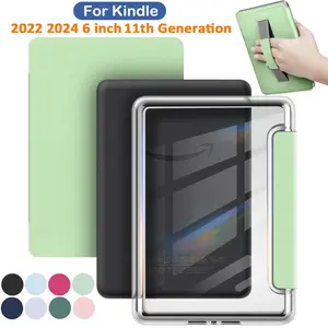 Durable Handle Case for Kindle 2024 2022 11th Generation 6Inch Model No. RS23CV C2V2L3 6'' 11 Gen Accessories Protective Pouch Clear Back with Auto Sleep/Wake Acrylic Cover
