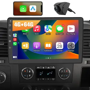 10" Android 13 4GB+64GB Car Stereo for GMC Chevy Silverado 2007-2013 touch screen has Android Auto Wireless Carplay, Bluetooth WIFI supports GPS Navigation