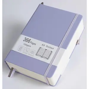 Thick  Dotted Journal with 366 Numbered Pages, A5 Journal for Writing with 100GSM Dot Grid Paper, Hardcover Leather Notebooks for Women Men School Note Taking Work Diary, 5.7"x8.3" Lavender