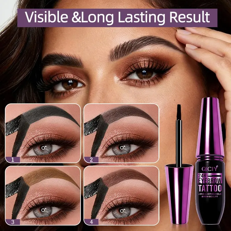 24h Waterproof Eyebrow Tattoo Gel, Long-Lasting Peel off Tint, Brow Stain, Natural Hair-Like Brows, Smudge-Proof, Clean Formula, All Skin Types, Makeup, Eyebrow Makeup Products