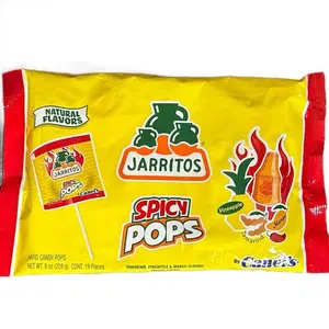 Jarritos Pops Spicy Hard Candy Pops - 8oz Lollipops - Natural Flavors - Snack Bonbon Sweet Chili Lollipops