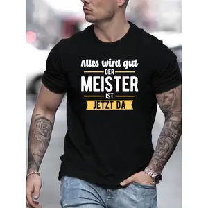 Men'S Casual Crew Neck T-Shirt with Inspirational German Quote -Summer Style Tee for Adults, Tee Shirt
